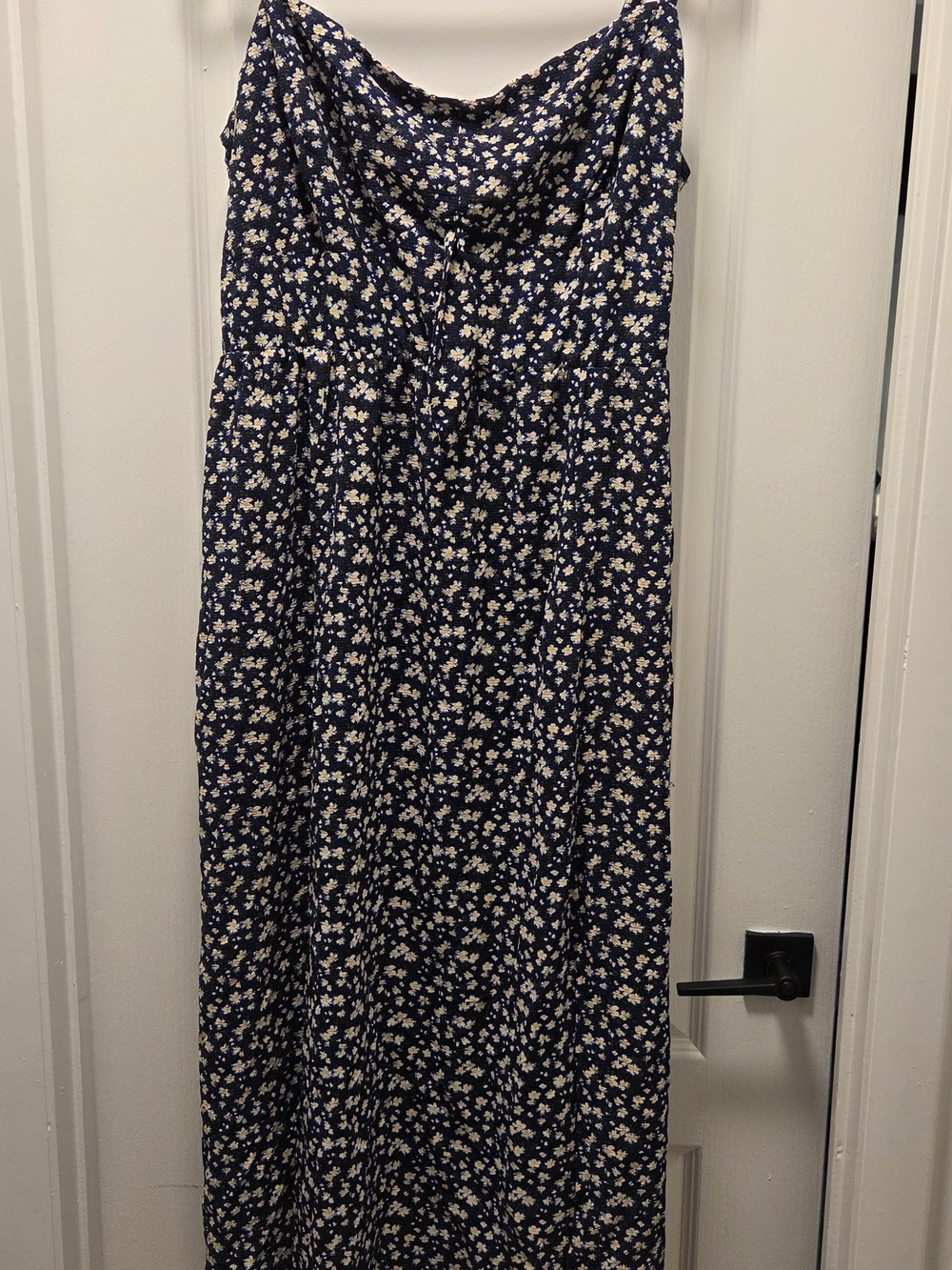 Navy DAISY Patterned Spaghetti Adjustable Straps Maxi Dress 2XL